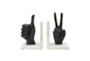 Set of Two Black Hand Sign Bookends - Detail