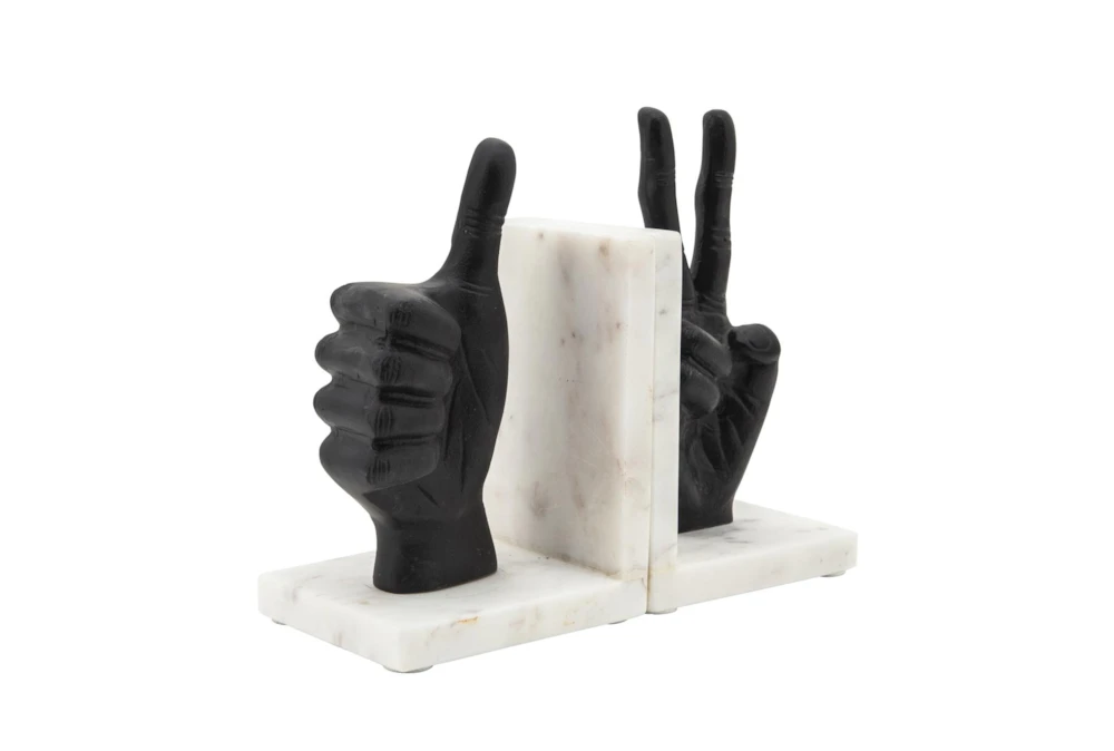 Set of Two Black Hand Sign Bookends