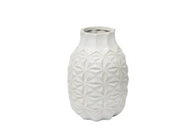 9 Inch Ivory Ceramic Geo Vase