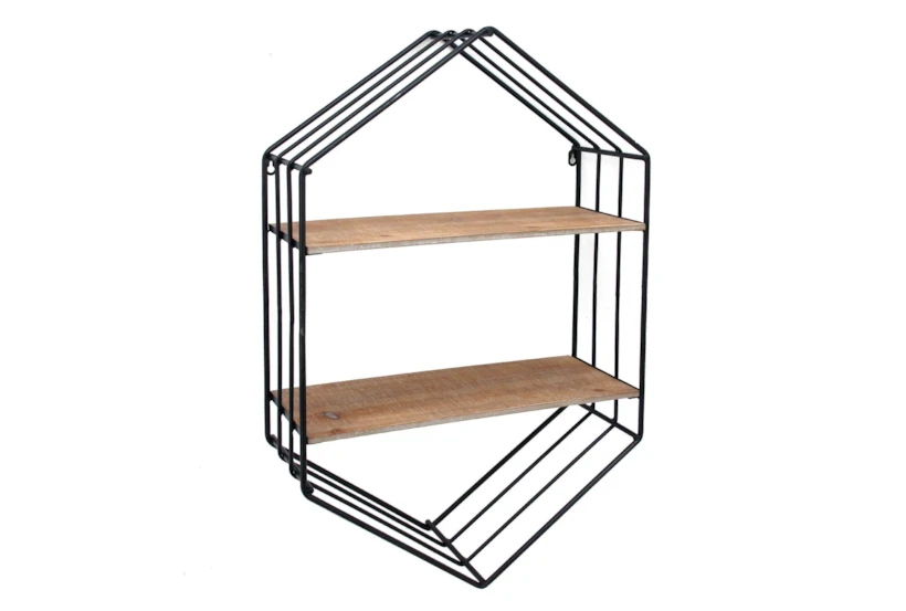 20" Metal/Wood Hexagon Shelf - 360