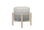 8 Inch Beige Ceramic Planter With Wood Stand - Detail