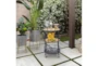 Gray/Gold Set Of Two Planter On Metal Stand  - Room