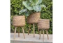Set Of Three, Bamboo Planters 11/13/15 Inch Brown - Room