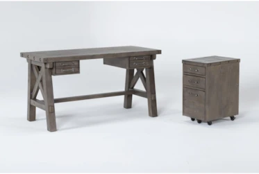 Jaxon Grey 2 Piece Office Set With 60" Desk + Mobile Filing Cabinet