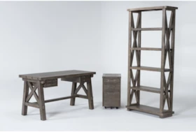 Jaxon Grey 3 Piece Office Set With  Desk, File Cabinet + Bookcase