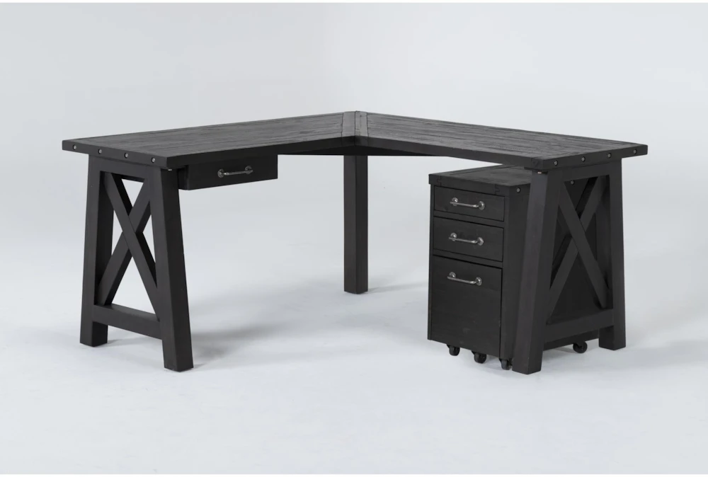 Jaxon 2 Piece Office Set With L-Shaped Desk + Mobile Filing Cabinet