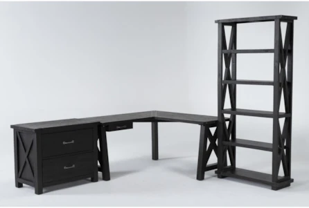 Jaxon 3 Piece Office Set With Corner Desk, Lateral File Cabinet + Bookcase - Main