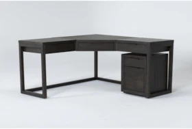 Pierce Espresso 2 Piece Office Set With Corner Desk + Mobile File Cabinet