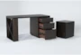 Pierce Espresso 2 Piece Office Set With Pedestal Desk + Mobile File Cabinet - Side