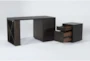 Pierce Espresso 2 Piece Office Set With Pedestal Desk + Mobile File Cabinet - Side