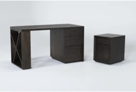 Pierce Espresso 2 Piece Office Set With Pedestal Desk + Mobile File Cabinet