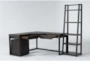Pierce Espresso 3 Piece Office Set With L-Shaped Desk, Mobile Filing Cabinet + 72" Bookcase - Side