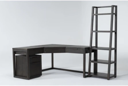 Pierce Espresso 3 Piece Office Set With Corner Desk, Mobile File Cabinet + Bookcase - Main