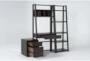 Pierce Espresso 3 Piece Office Set With Wall Desk, Mobilef Ile Cabinet + Bookcase - Side
