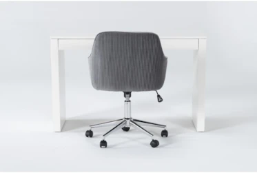 2 Piece Office Set With Vember White Desk + Robyn Grey Velvet Office Chair