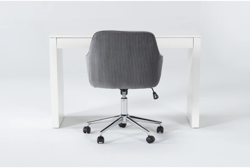 2 Piece Office Set With Vember White Desk + Robyn Grey Velvet Office Chair - 360
