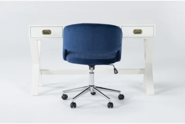 2 Piece Office Set With Adams White Desk + Phoebe Blue Office Chair