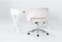 2 Piece Office Set With Adams White Desk + Phoebe Blush Office Chair - Side
