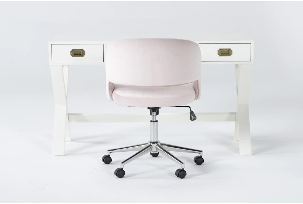2 Piece Office Set With Adams White Desk + Phoebe Blush Office Chair
