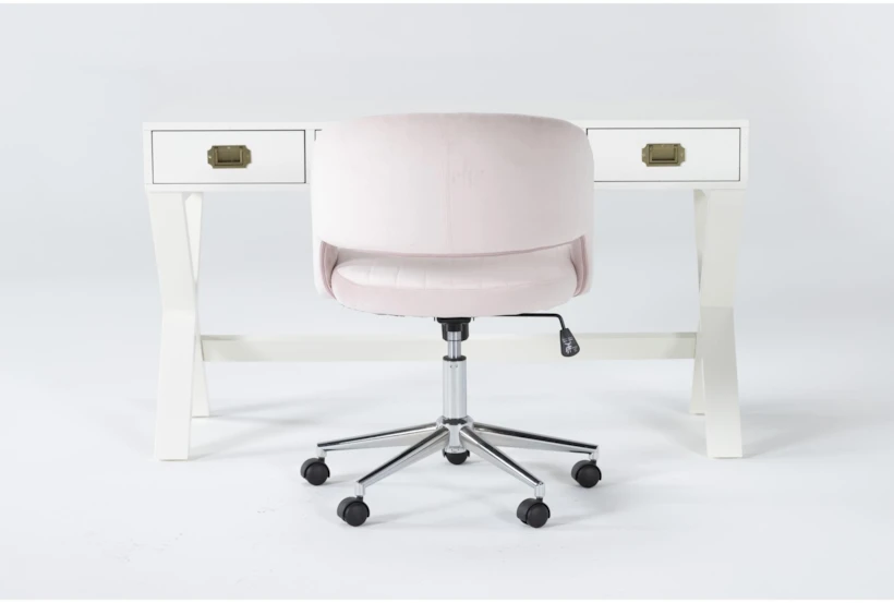 2 Piece Office Set With Adams White Desk + Phoebe Blush Office Chair - 360