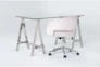 2 Piece Office Set With Anika Desk + Phoebe Blush Pink Office Chair - Side