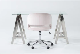 2 Piece Office Set With Anika Desk + Phoebe Blush Pink Office Chair