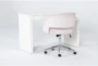 2 Piece Office Set With Vember White Desk + Phoebe Blush Pink Office Chair - Side