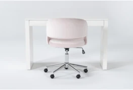 2 Piece Office Set With Vember White Desk + Phoebe Blush Pink Office Chair