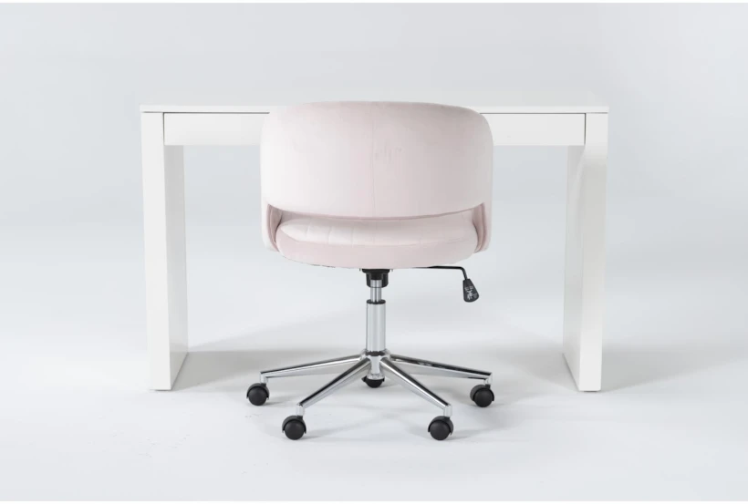 2 Piece Office Set With Vember White Desk + Phoebe Blush Pink Office Chair - 360