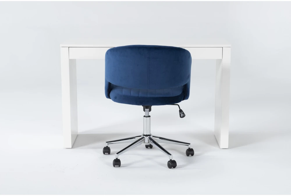 2 Piece Office Set With Vember White Desk + Phoebe Blue Office Chair