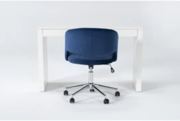 2 Piece Office Set With Vember White Desk + Phoebe Blie Office Chair
