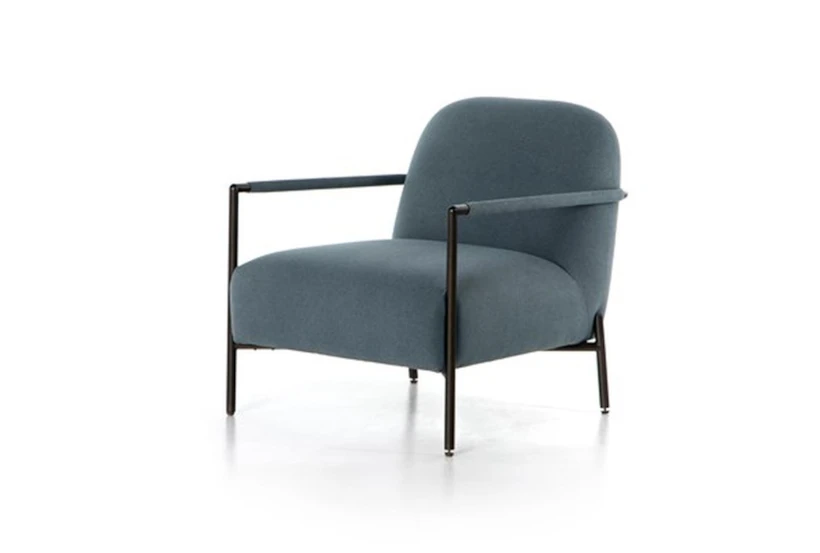 Slate Blue + Iron Frame Accent Chair - 360
