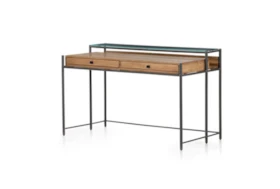 Parawood + Metal Desk With Glass Shelf