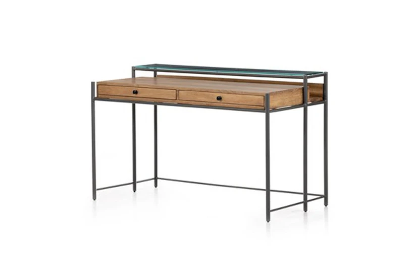 Parawood + Metal Desk With Glass Shelf - 360