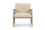 Oak Frame + Sand Fabric Accent Chair - Front
