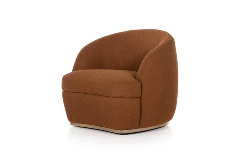 Rust Swivel Accent Chair With Oak Base - 360