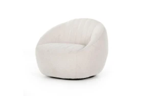Modern Barrel Style Channeled Swivel Accent Chair