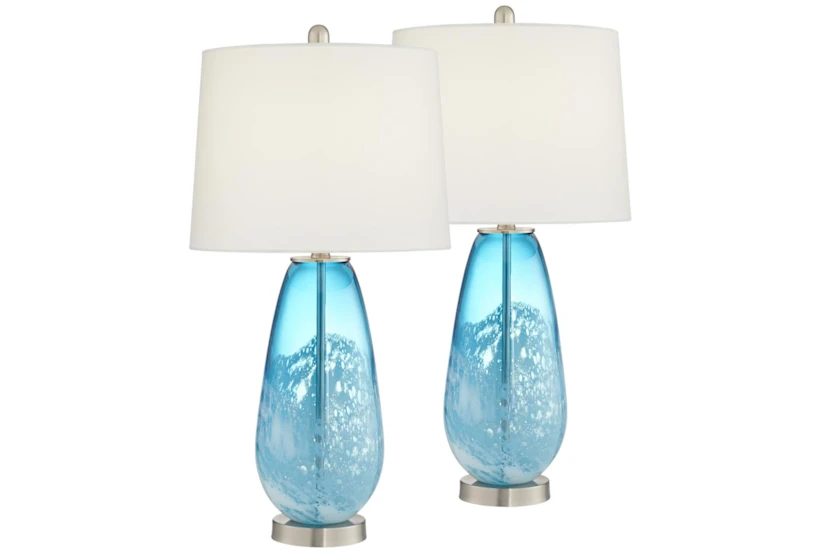 28 Inch Blue Ocean Glass Table Lamp Set Of 2 - 360