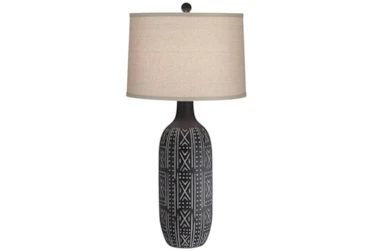 32 Inch Charcoal With White Pattern Table Lamp