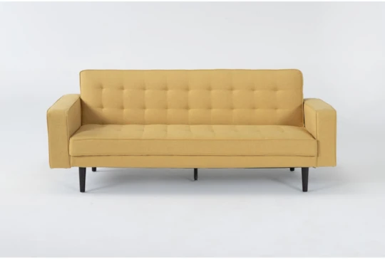 Petula II Mustard Yellow 85" Convertible Futon Sleeper Sofa Bed