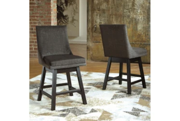 Payson Dark Grey Upholstered Swivel 25 Inch Counter Stool Set Of 2
