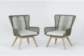 Caspian Myrtle Green Outdoor Lounge Chair Conversation Set