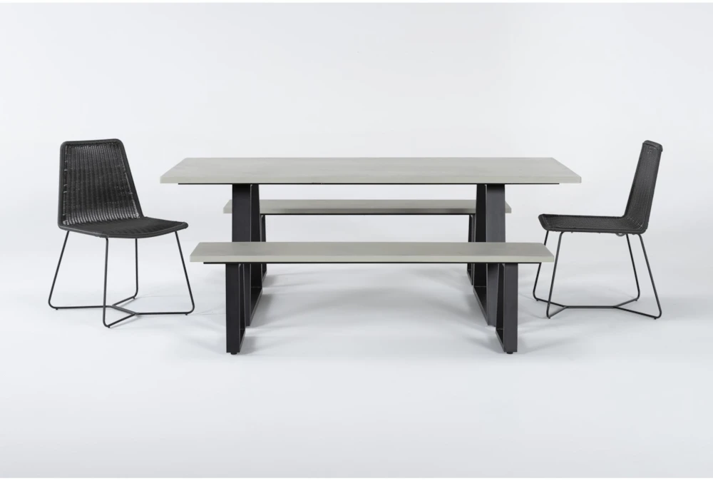 Ace 78" Outdoor Dining Table With 2 Benches Set For 6