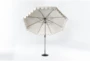Outdoor Market Ivory Scallop Edge 9' Umbrella With Base - Side