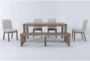 Luis 72-90" Extendable Dining With Bench + Upholstered Chair Set For 6 - Signature