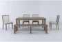 Luis Dining With Wood Back Chairs + Bench Set For 6 - Signature