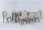 Luis 72-90" Extendable Dining With 6 Upholstered + 2 Wood Back Chair Set For 8 - Side