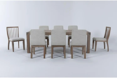 Luis Dining With Upholstered And Wood Back Chairs Set For 8