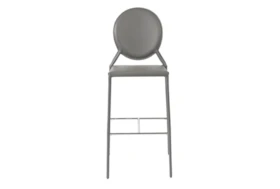 Oval Back Grey Faux Leather 30 Inch Bar Stool-Set Of 2