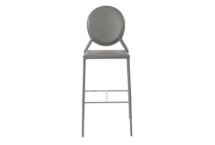 Oval Back Grey Faux Leather 30 Inch Bar Stool-Set Of 2 - 360
